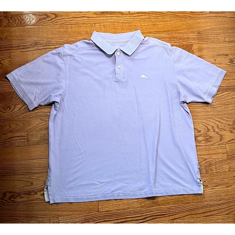 Tommy Bahama Polo Shirt Mens XL Purple Supima Cotton Casual Short Sleeve Tops